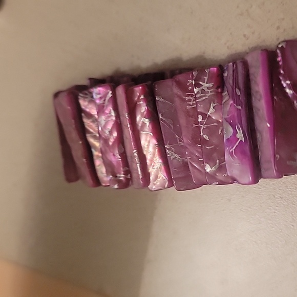 🌺🌸Women’s Pink Shell Stretch Bracelet, Pink Abalone Shell - Picture 2 of 3